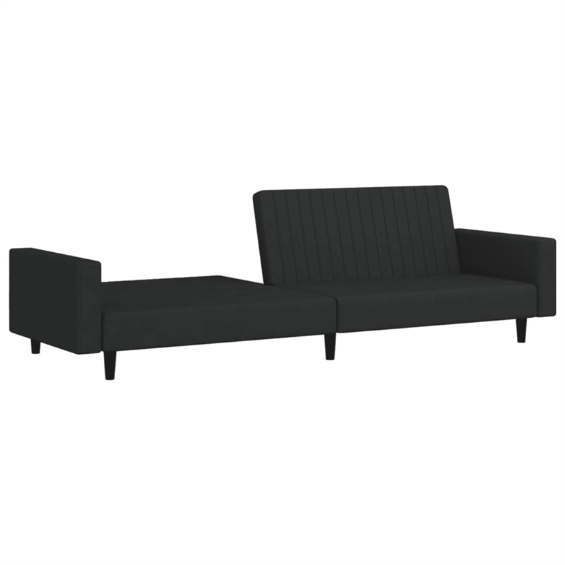 Bowery Hill Contemporary 2-Seater Sofa Bed in Black Polyester Velvet