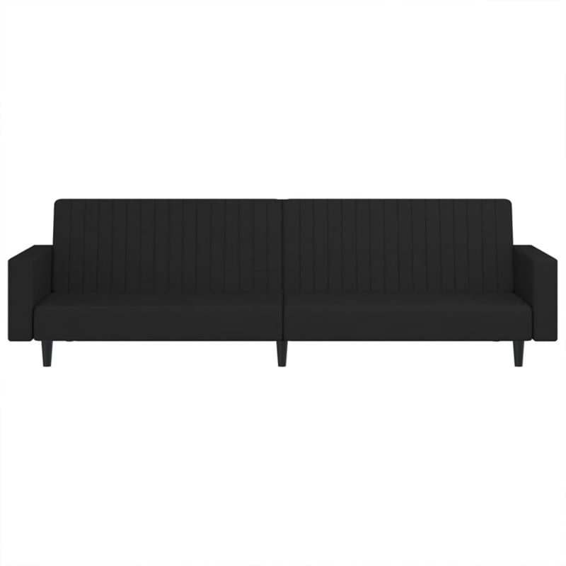 Bowery Hill Contemporary 2-Seater Sofa Bed in Black Polyester Velvet