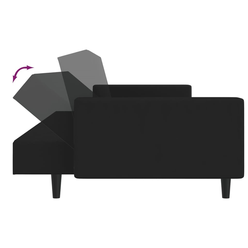 Bowery Hill Contemporary 2-Seater Sofa Bed in Black Polyester Velvet