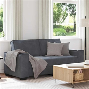 Bowery Hill Contemporary 2-Seater Sofa in Dark Gray Finish Velvet