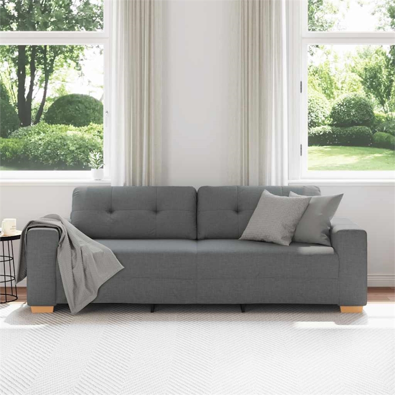 Bowery Hill Contemporary 3-Seater Sofa in Dark Gray Finish Fabric