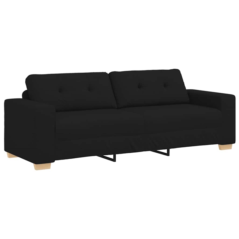 Bowery Hill Contemporary 3-Seater Sofa in Black Finish Fabric