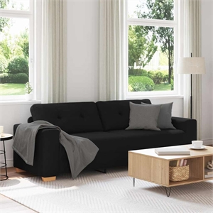 Bowery Hill Contemporary 3-Seater Sofa in Black Finish Fabric