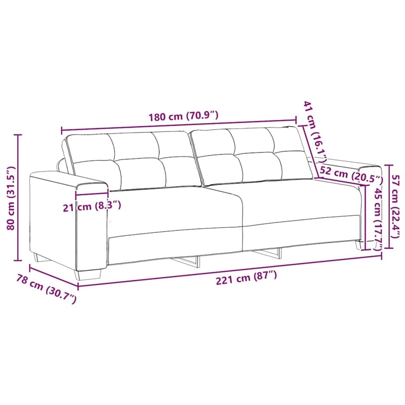 Bowery Hill Contemporary 3-Seater Sofa in Dark Gray Finish Velvet