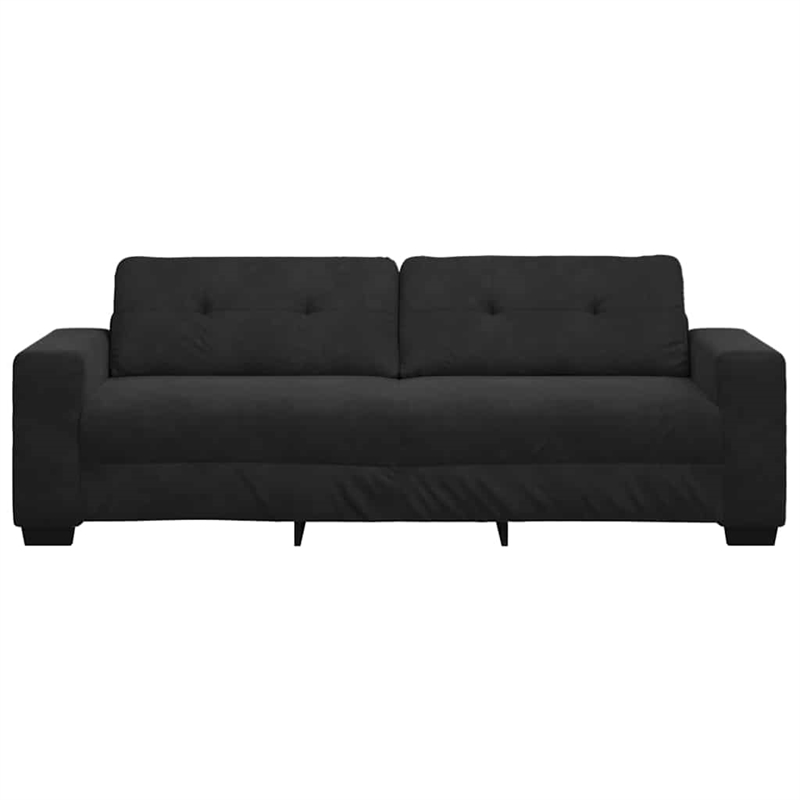 Bowery Hill Contemporary Velvet 3-Seater Sofa in Black Finish