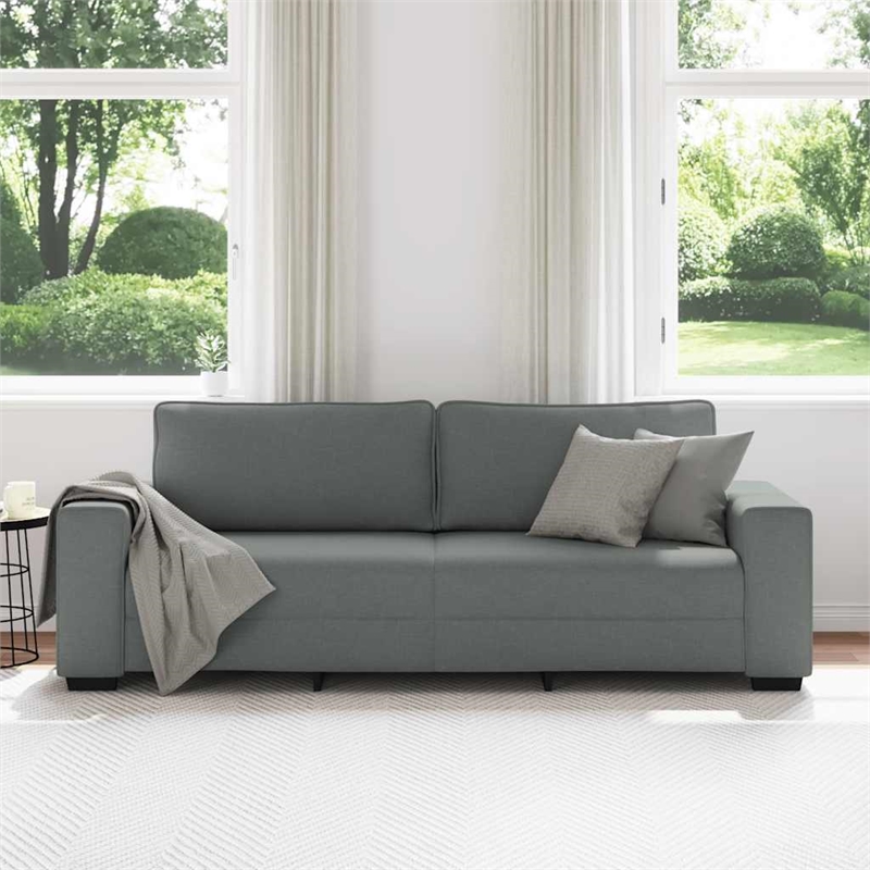 Bowery Hill Contemporary 3-Seater Sofa in Dark Grey Polyester