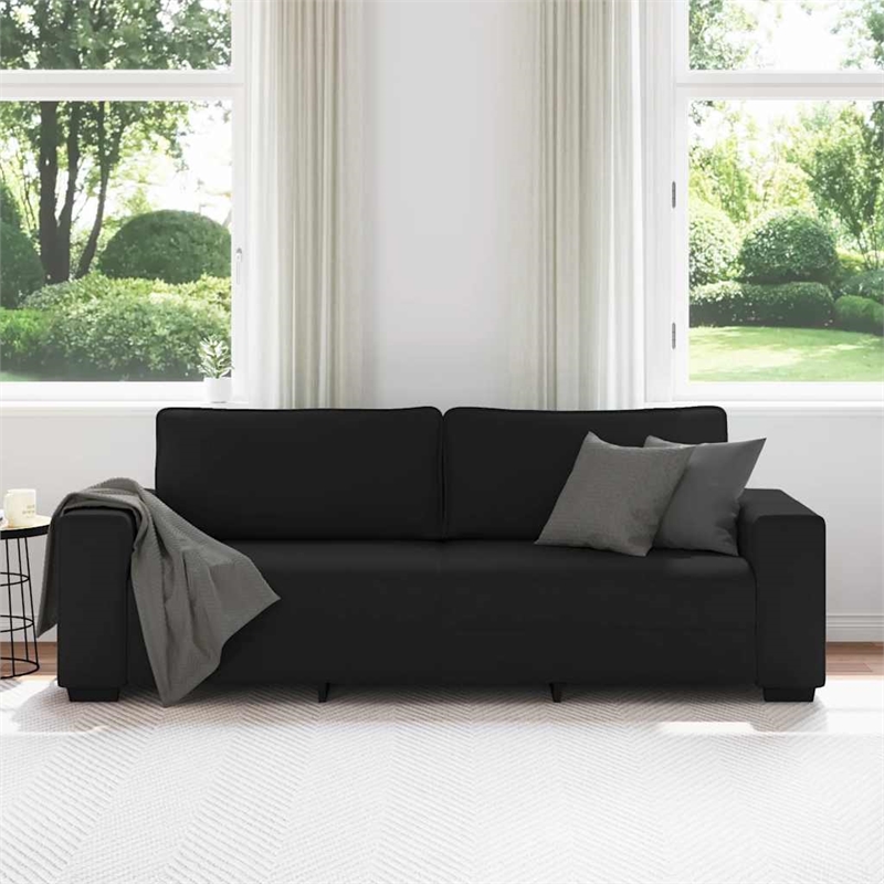 Bowery Hill Contemporary 3-Seater Sofa in Black Finish Polyester