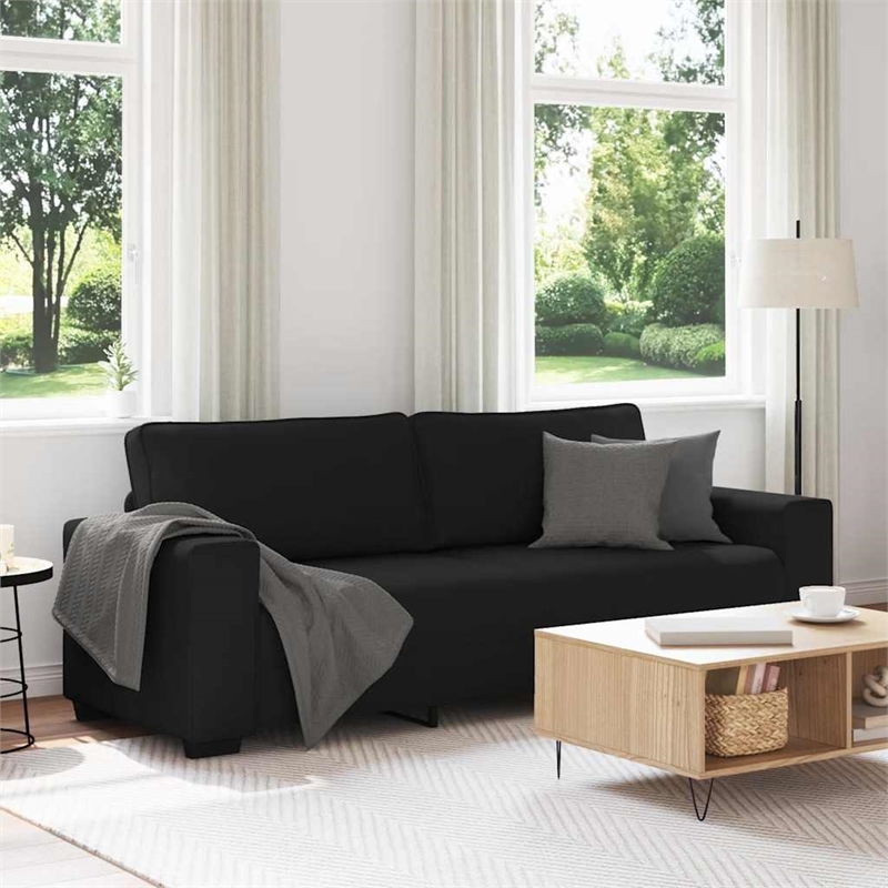 Bowery Hill Contemporary 3-Seater Sofa in Black Finish Polyester