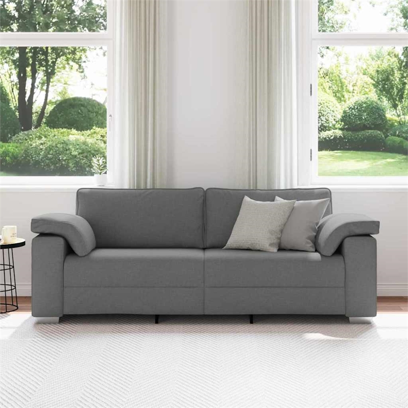 Bowery Hill Contemporary Sofa with Cushion in Dark Gray Finish
