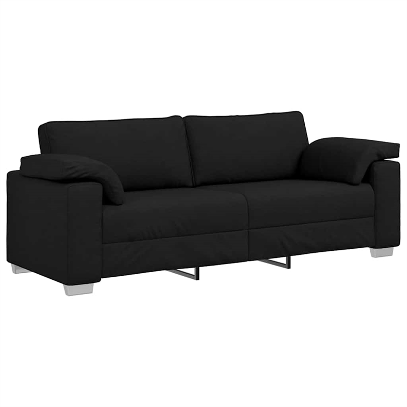 Bowery Hill Contemporary Sofa with Cushion in Black Finish Fabric