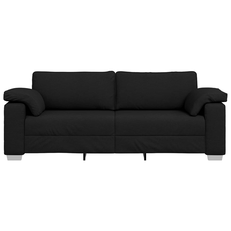 Bowery Hill Contemporary Sofa with Cushion in Black Finish Fabric