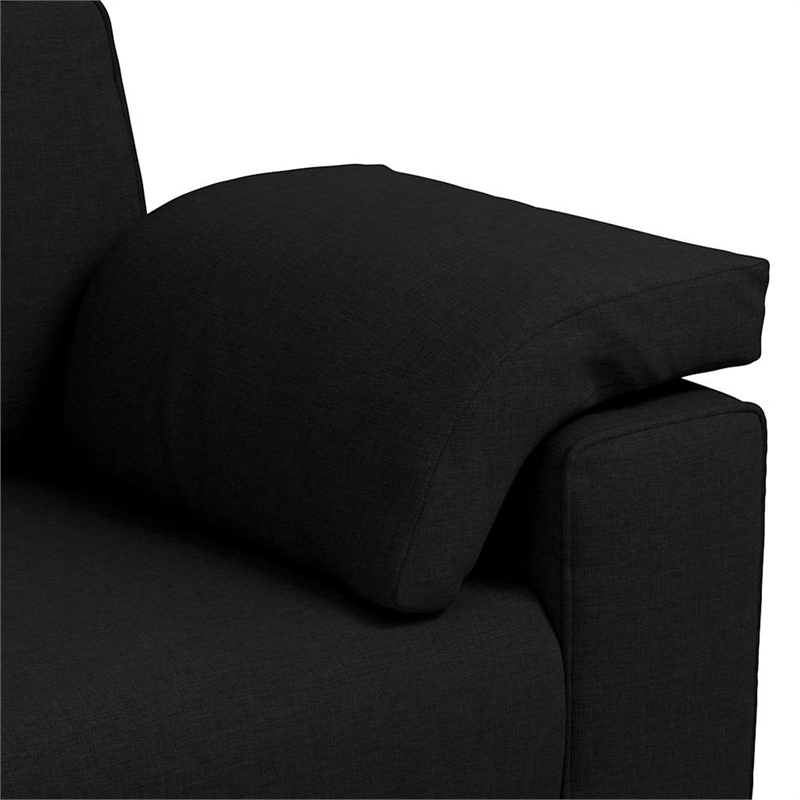 Bowery Hill Contemporary Sofa with Cushion in Black Finish Fabric