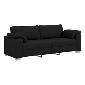 Bowery Hill Contemporary Sofa with Cushion in Black Finish Fabric