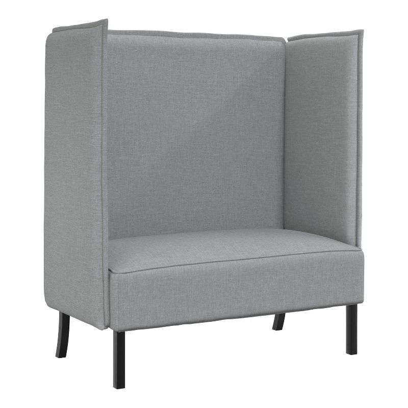 Bowery Hill Contemporary Highback Sofa in Light Gray Finish Fabric