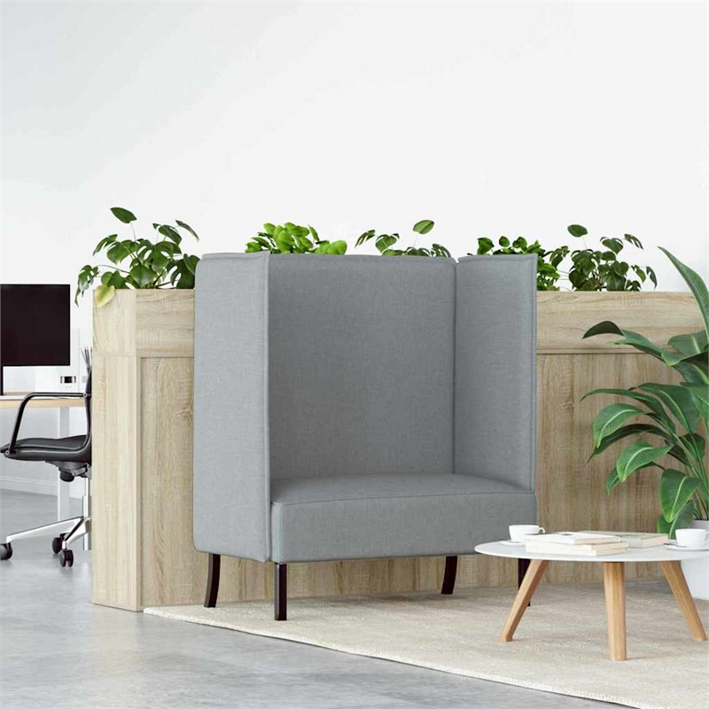 Bowery Hill Contemporary Highback Sofa in Light Gray Finish Fabric