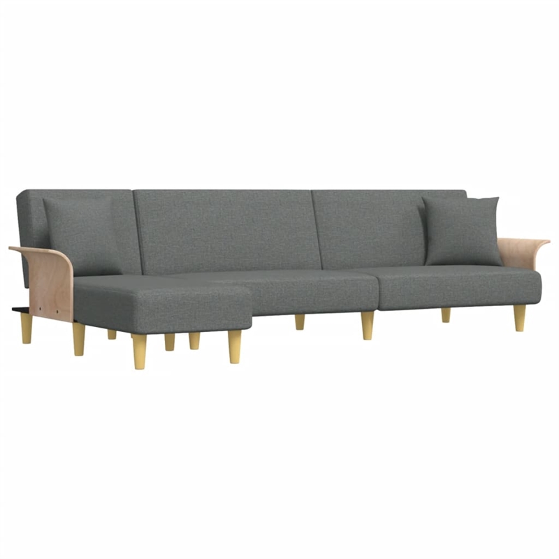 Bowery Hill Contemporary L-Shaped Sofa Bed in Dark Grey Polyester