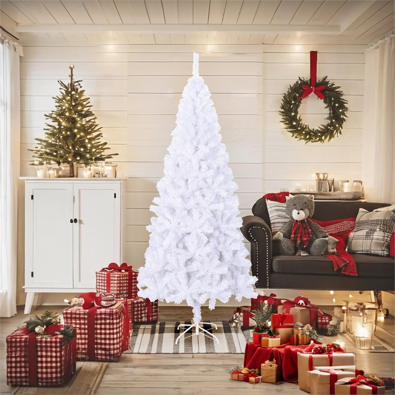 Bowery Hill Christmas Tree White PVC Plastic Tall Artificial Christmas Tree