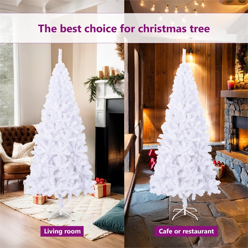 Bowery Hill Christmas Tree White PVC Plastic Tall Artificial Christmas Tree