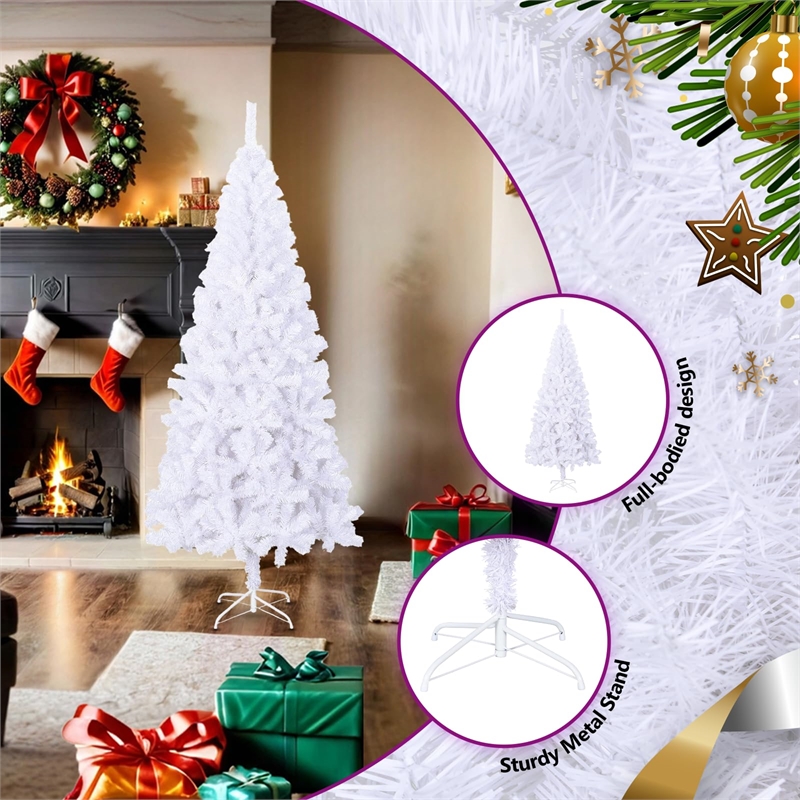 Bowery Hill Christmas Tree White PVC Plastic Tall Artificial Christmas Tree