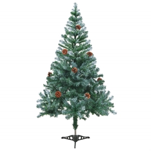Bowery Hill Contemporary Christmas Tree Green White PVC 59.1&quot Foldable
