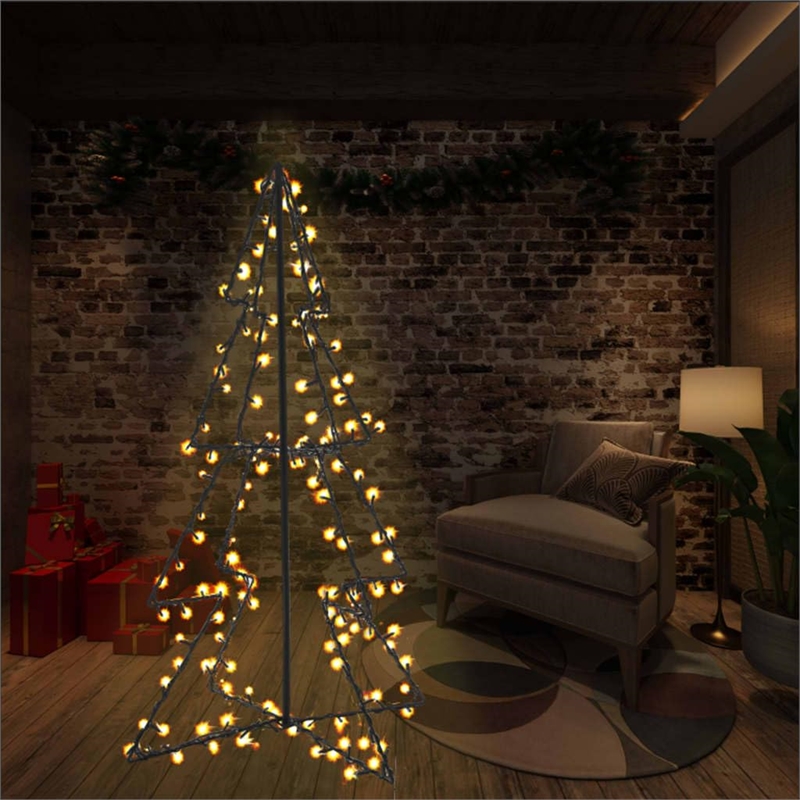 Bowery Hill Christmas Cone Tree Warm white Metal Medium Christmas Cone Tree