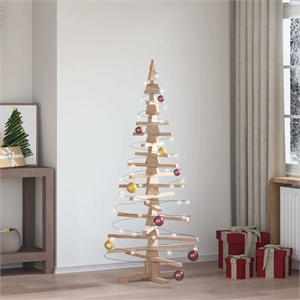Bowery Hill Wooden Christmas Tree Natural Wood Solid Pine Wood 59.1&quot