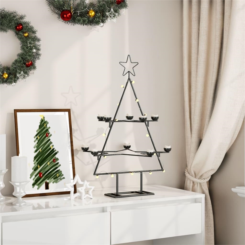 Bowery Hill Metal Christmas Tree Black Powder-coated Steel 30 in Collapsible