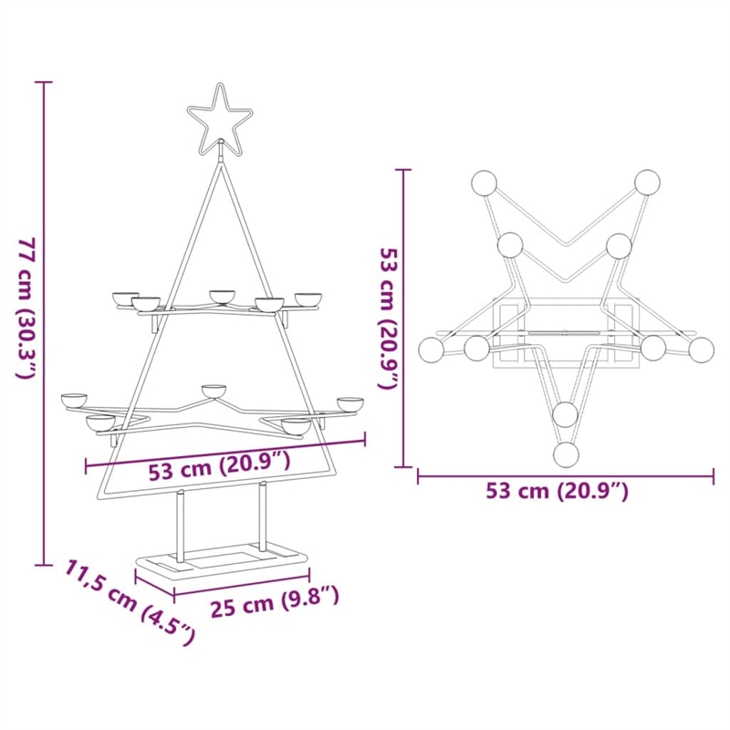 Bowery Hill Metal Christmas Tree Black Powder-coated Steel 30 in Collapsible