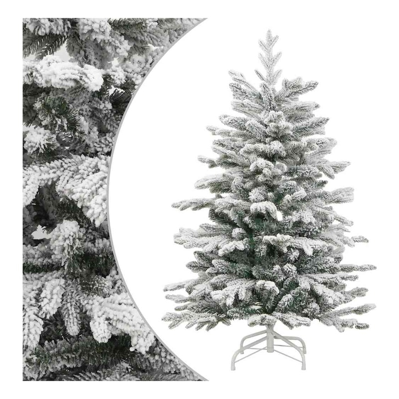 Bowery Hill 5.9 ft Artificial Hinged Christmas Tree Green and White PVC PE Iron