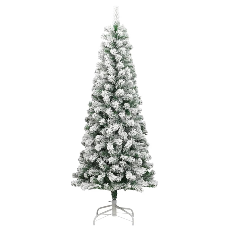 Bowery Hill Fake Hinged Christmas Tree Green and White PVC Iron 82.7