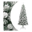 Bowery Hill Fake Hinged Christmas Tree Green and White PVC Iron 82.7