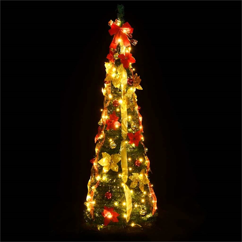 Bowery Hill Artificial Christmas Tree Green Warm White Red Gold PVC Metal
