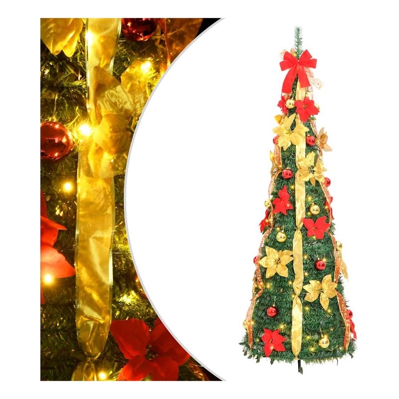 Bowery Hill Artificial Christmas Tree Green Warm White Red Gold PVC Metal