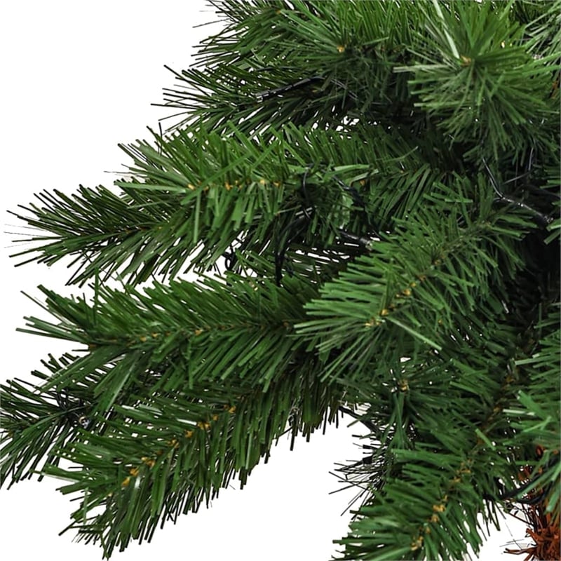 Bowery Hill Christmas Tree Green and Brown PVC Steel Linen Fabric