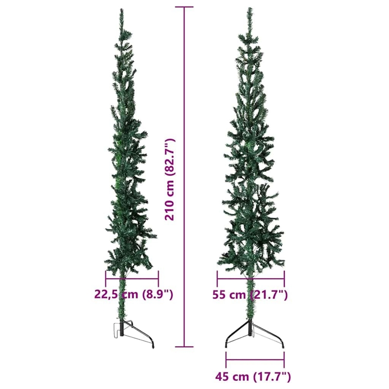 Bowery Hill Contemporary Artificial Half Christmas Tree Green PVC 82.7