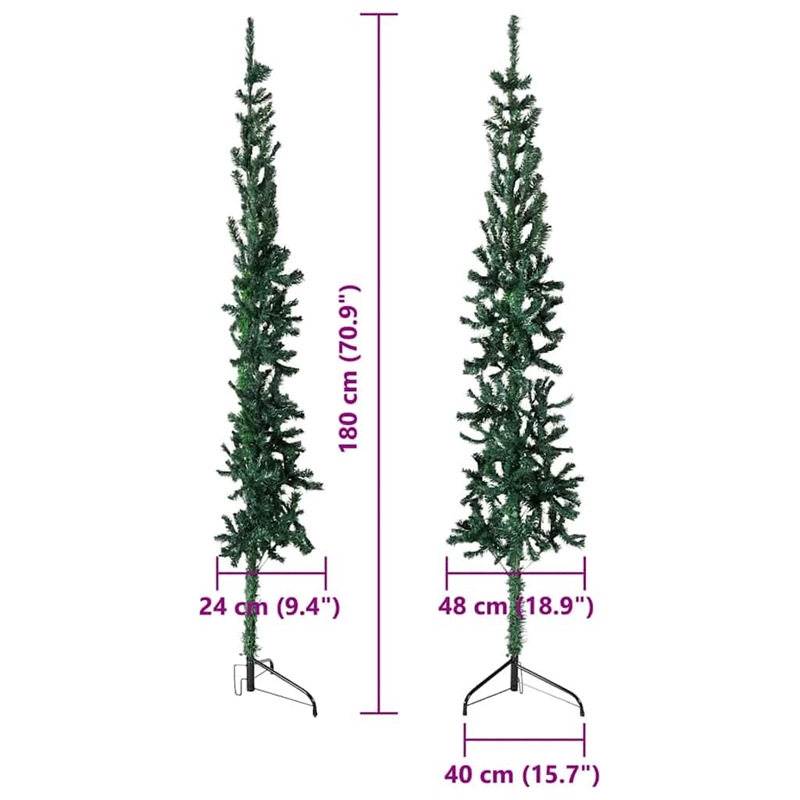 Bowery Hill Contemporary Artificial Half Christmas Tree Green PVC 70.9