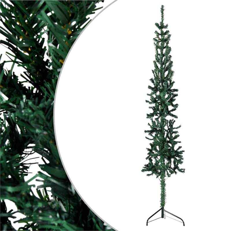 Bowery Hill Contemporary Artificial Half Christmas Tree Green PVC 70.9