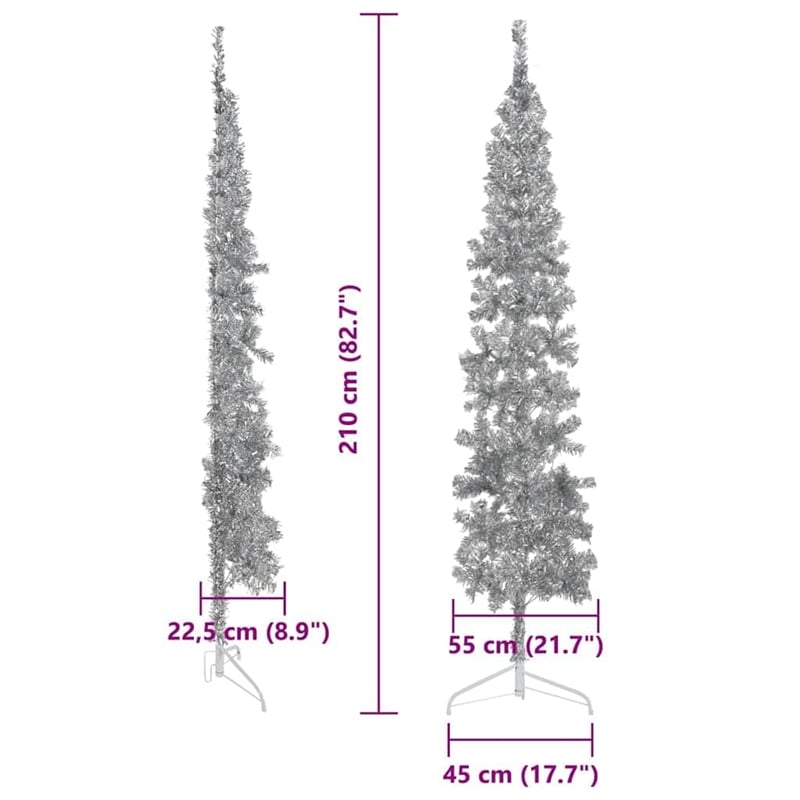 Bowery Hill Artificial Half Christmas Tree Silver PVC Steel Slim