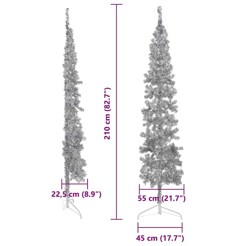 Bowery Hill Artificial Half Christmas Tree Silver PVC Steel Slim