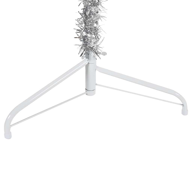 Bowery Hill Artificial Half Christmas Tree Silver PVC Steel Slim