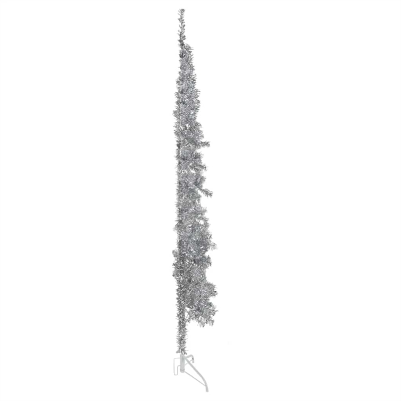 Bowery Hill Artificial Half Christmas Tree Silver PVC Steel Slim