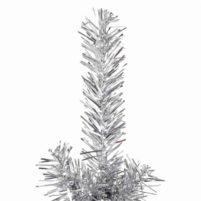 Bowery Hill Artificial Half Christmas Tree Silver PVC Steel Slim 59.1