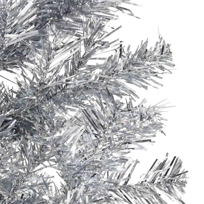 Bowery Hill Artificial Half Christmas Tree Silver PVC Steel Slim 59.1