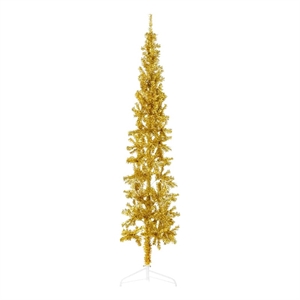 Bowery Hill Artificial Half Christmas Tree Gold PVC Steel Tall