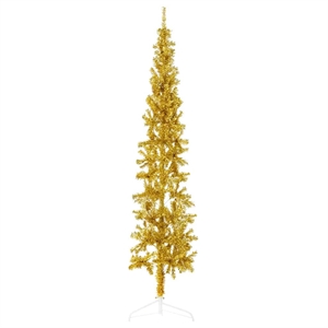 Bowery Hill Artificial Half Christmas Tree Gold PVC Steel 7 ft Tall