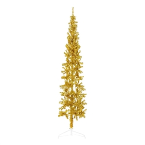 Bowery Hill Slim Artificial Half Christmas Tree Gold PVC Skinny
