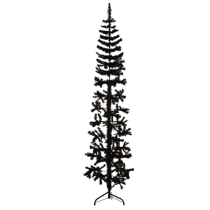 Bowery Hill Artificial Half Christmas Tree Black PVC Steel 82.7