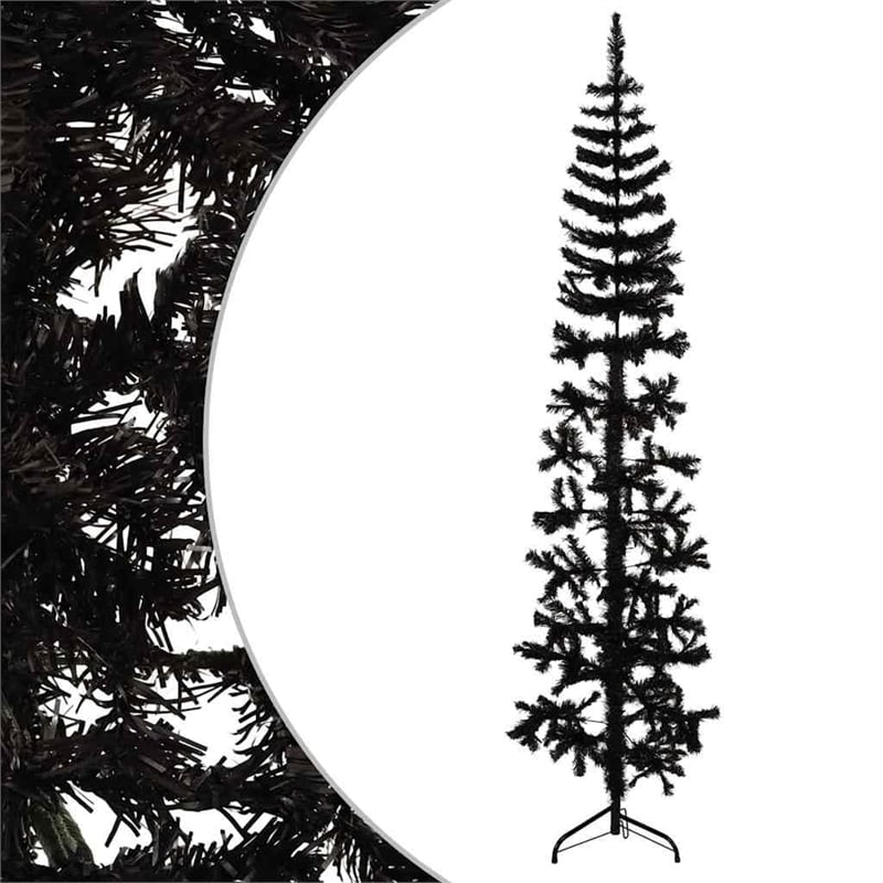 Bowery Hill Artificial Half Christmas Tree Black PVC Steel 82.7