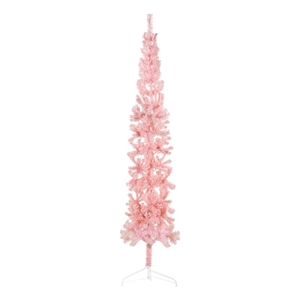 Bowery Hill Artificial Half Christmas Tree Pink PVC Steel 94.5&quot
