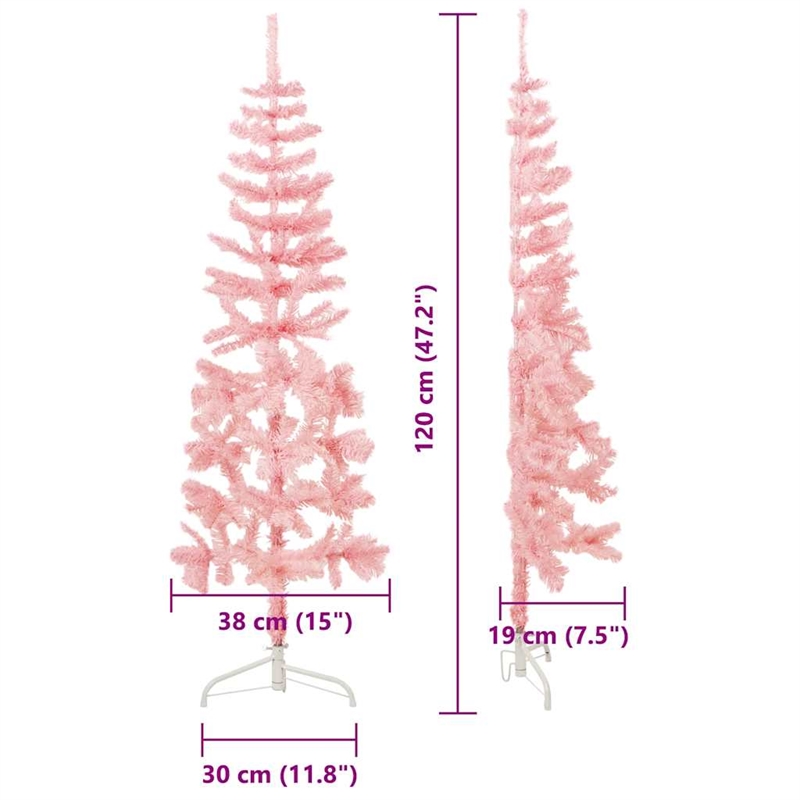 Bowery Hill Slim Fake Half Christmas Tree Pink PVC Slim Decorative Inlays